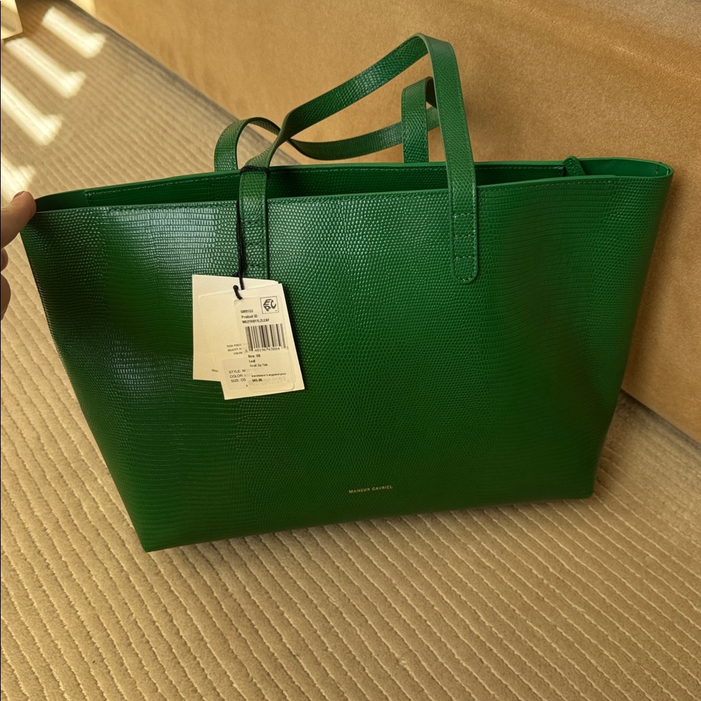 Mansur Gavriel Vibrant Green Textured Tote